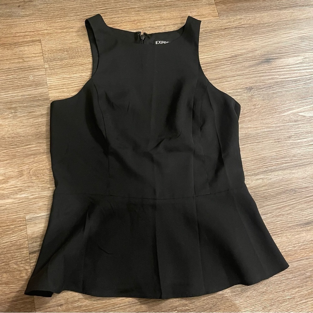 Express Blouse Women’s Small Black Peplum Sleeveless Basic Minimalist Clean Girl